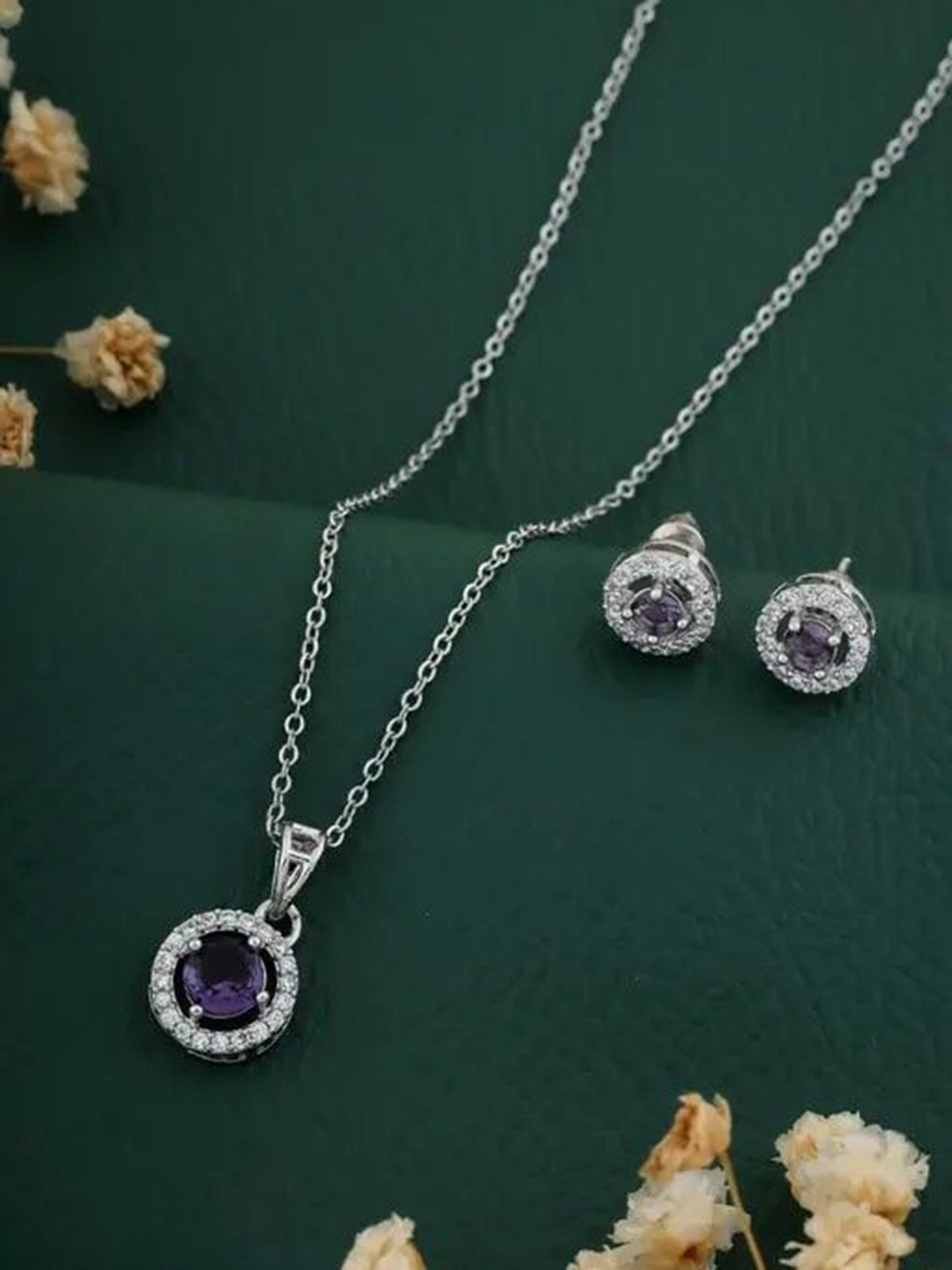 Zabby Allen Silver-Plated AD Studded Jewellery Set