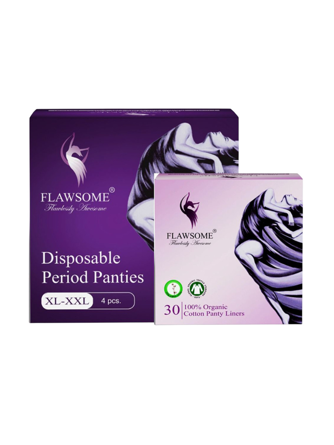 Flawsome Set Of 2 Disposable Cotton Period Panties - XXL - 4Pcs With Panty Liners 30