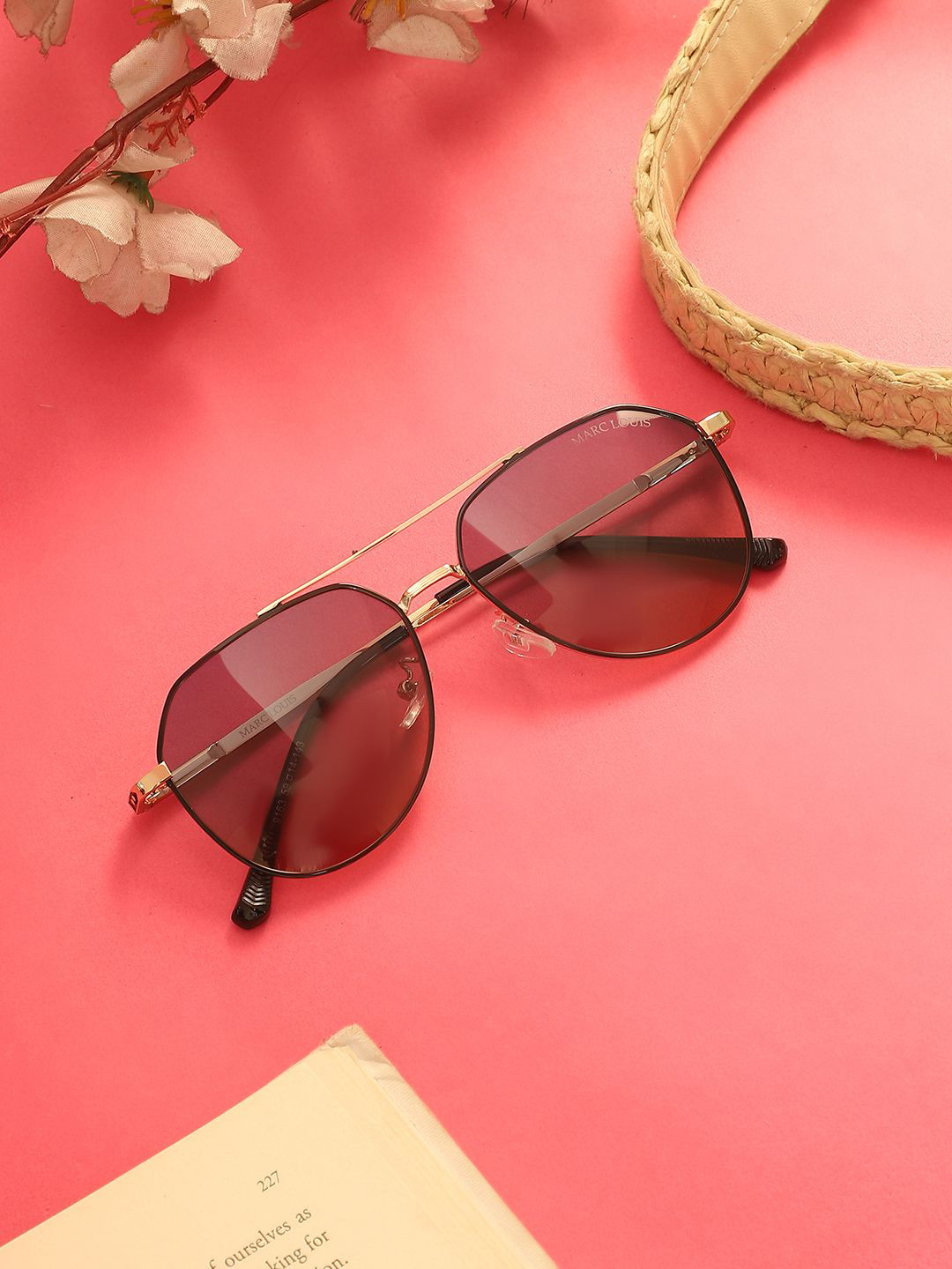 MARC LOUIS Unisex Aviator Sunglasses UV Protected Lens MARC LOUIS 9163 GOLDEN BLACK PINK