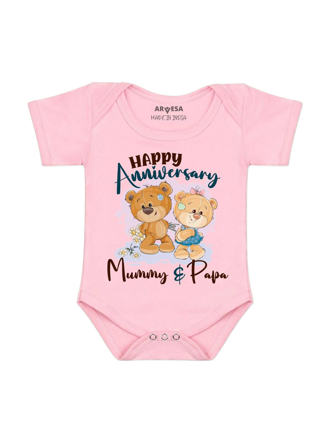 Arvesa Happy Anniversary Mummy & Papa Printed Bodysuit