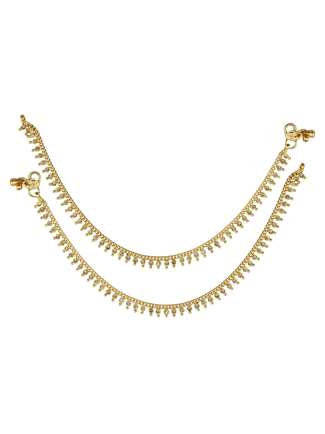 Vighnaharta Gold-Plated Antique Anklets