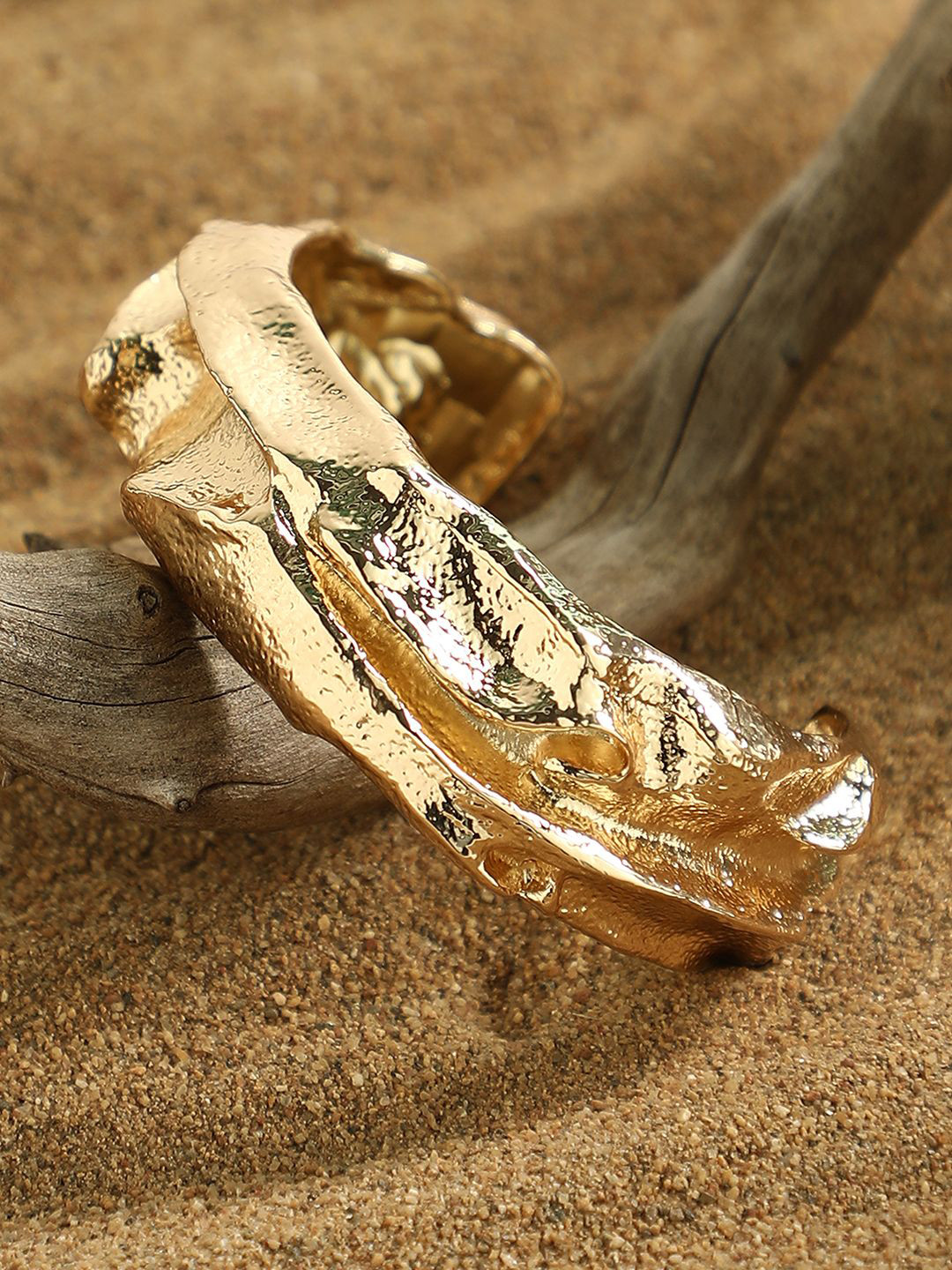 SOHI California Women Gold-Plated Chunky-Crushed Cuff Bracelet