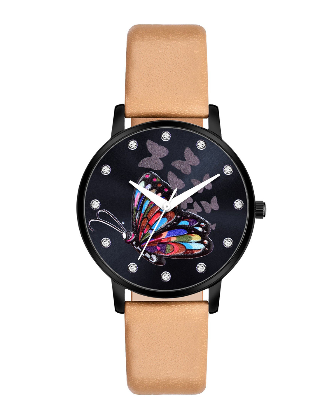 DOUBLERUN Women Printed Dial & Leather Straps Analogue Reset Time Watch H05NMT-379