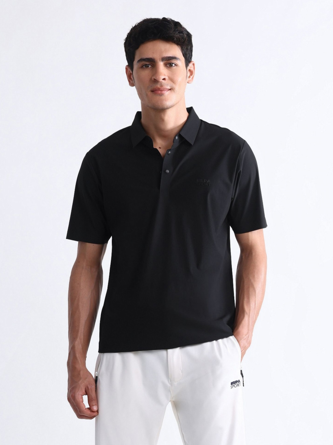 USPA Sport Polo Collar Short Sleeves Slim Fit T-shirt