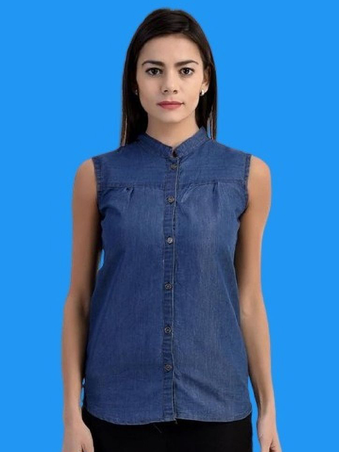 OOTPTAANG Women Self Design Denim Shirt