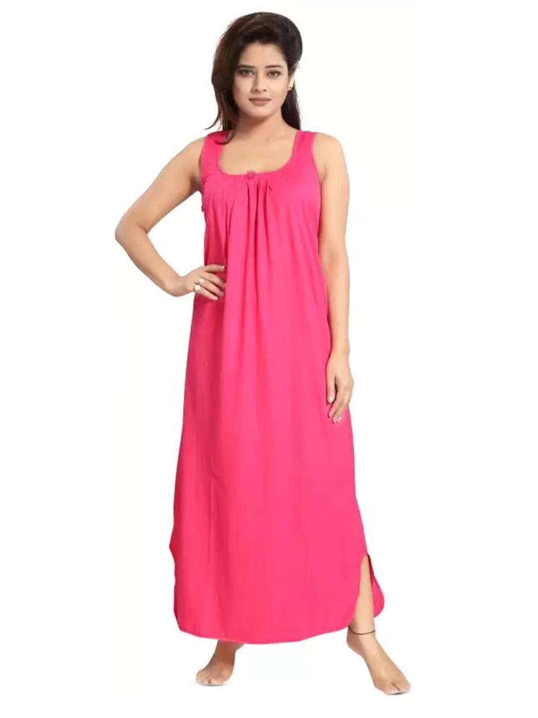 SAJATA Women Pure Cotton Maxi Nightdress