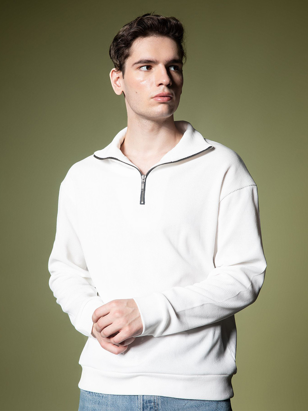 LOVE PANGOLIN Men Textured Pullover Sweatshirt