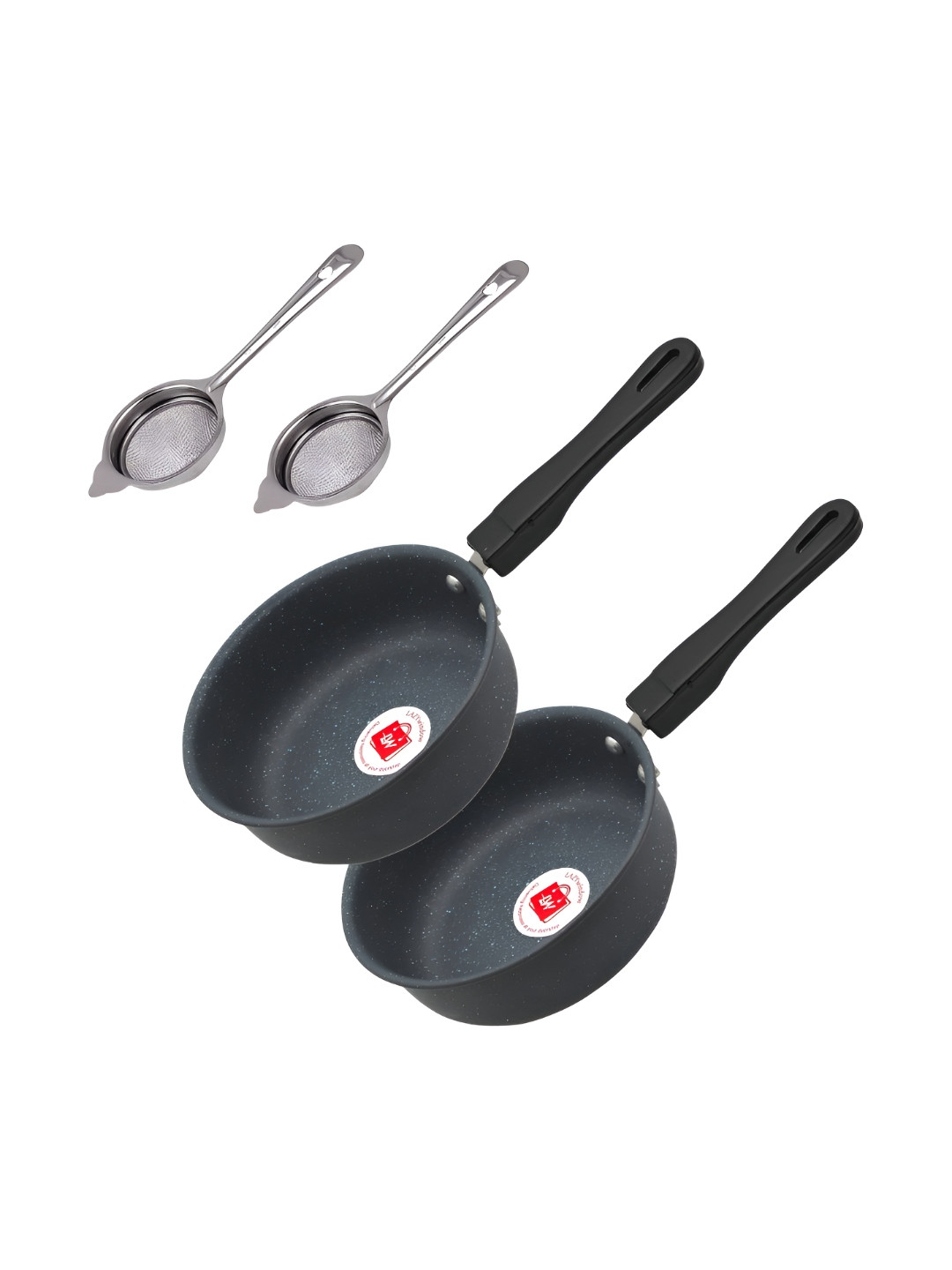 LAZYwindow 2 Pieces Maroon Sauce Pan With Srainer