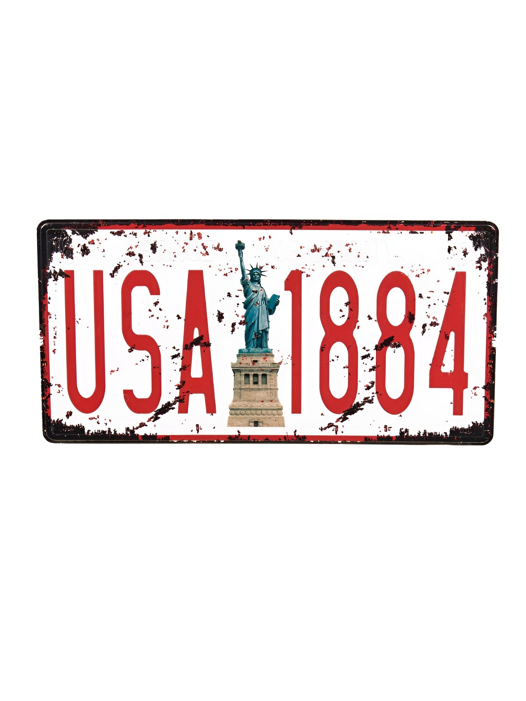 eazy wagon Number Plates wall sign - USA 1884 Metal Rusty Hall Signs and Plaques-5.9In