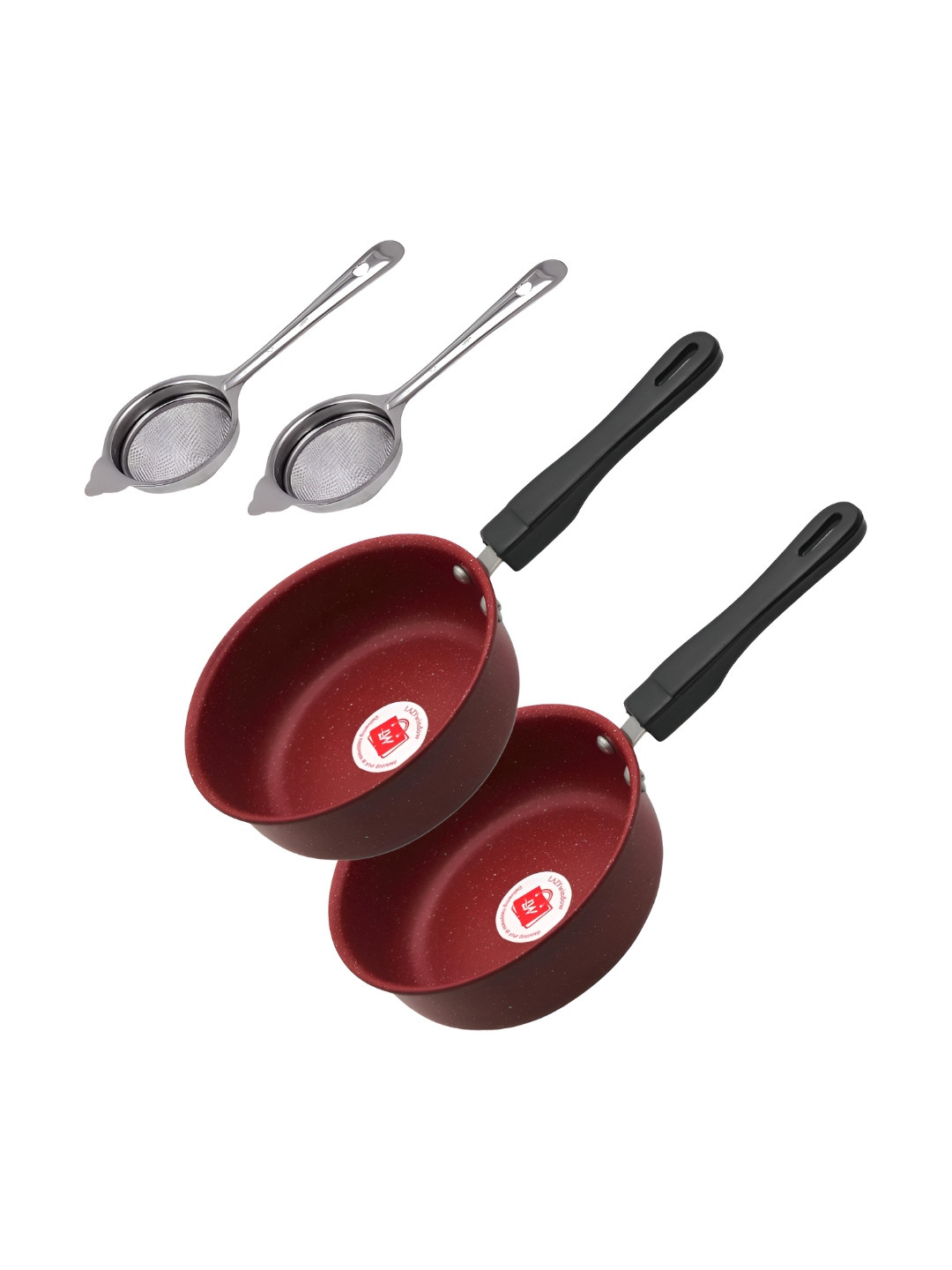 LAZYwindow Maroon Sauce Pan With Srainer