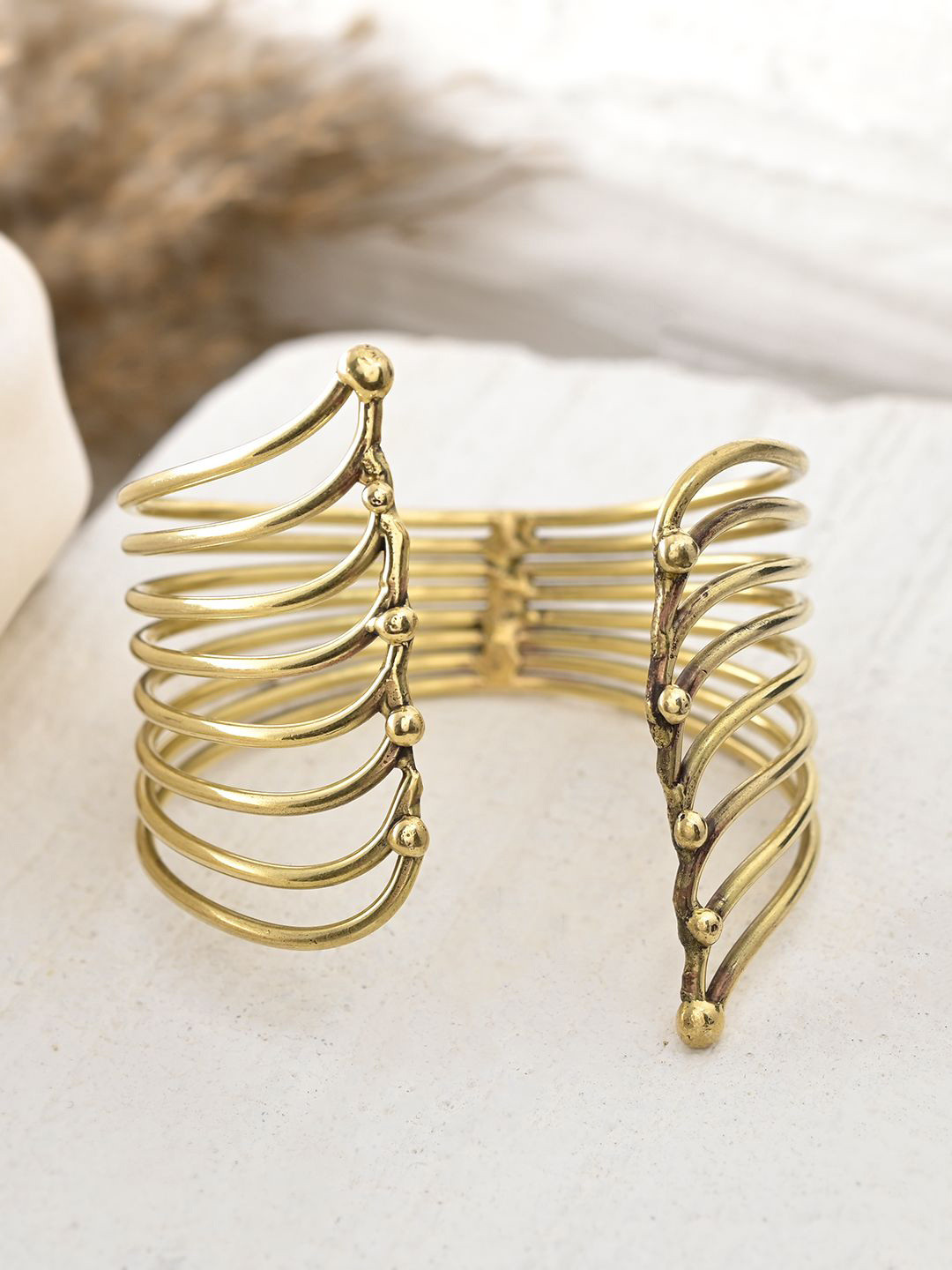 Silvermerc Designs Women Gold-Plated Spiral Cuff Bracelet