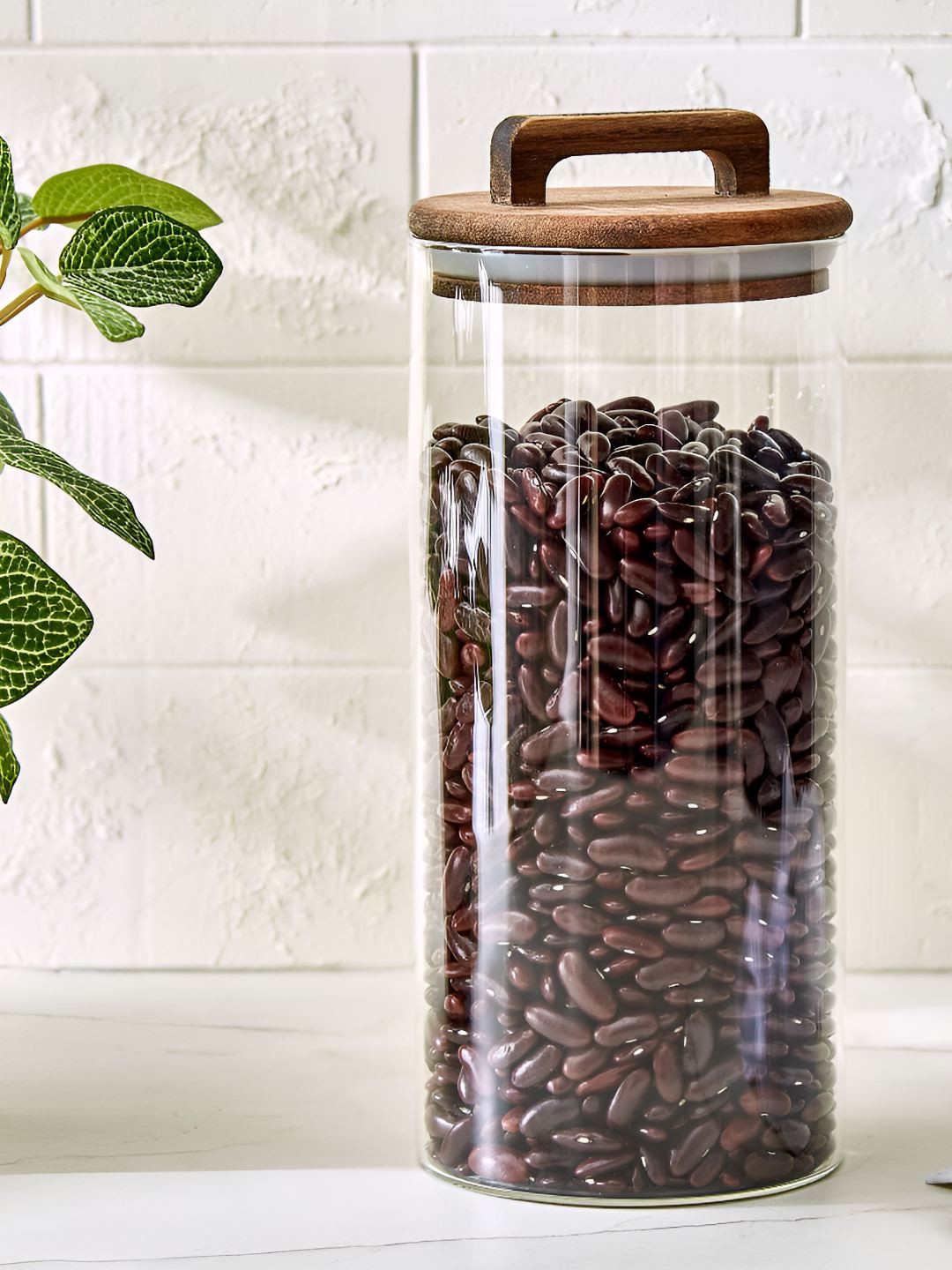 Home Centre Chef'S Pride Transparent Borosilicate Glass Flip Top Canister-1.4L