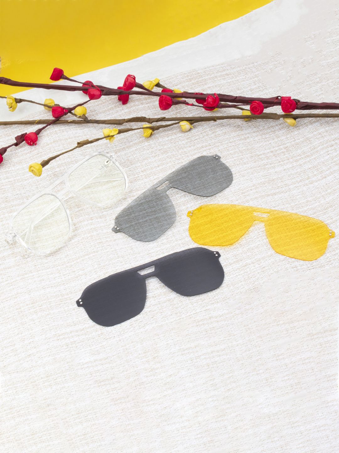 Ted Smith Unisex Transparent Aviator Acetate Clip On Frames Clip On Sunglasses With Polarized Lens