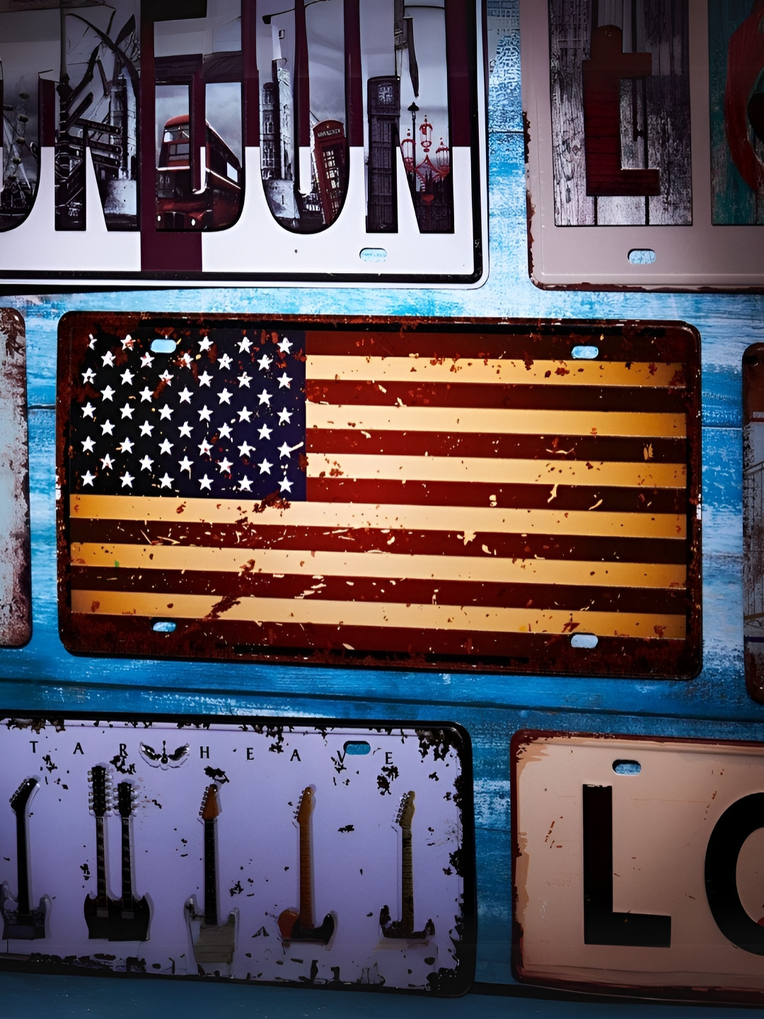 eazy wagon American Flag Metal Glossy Hanging Hall Signs and Plaques-6In