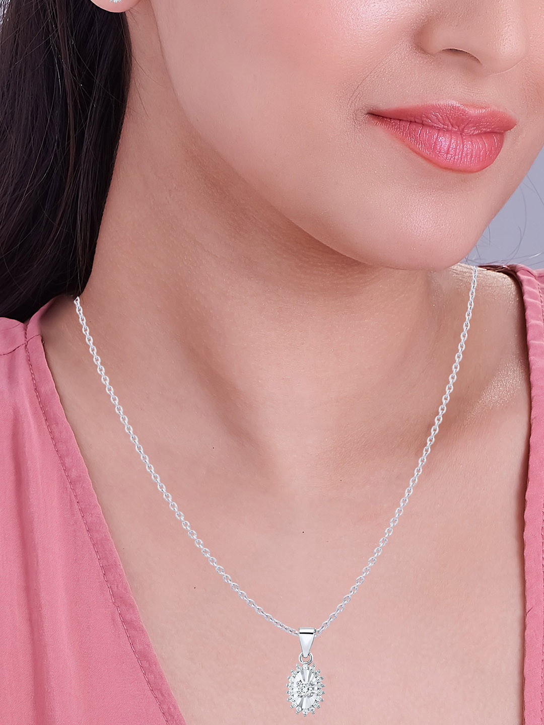 Nipura 925 Sterling Silver Rhodium-Plated Cubic Zirconiaded Radiant Bloom Jewellery Set