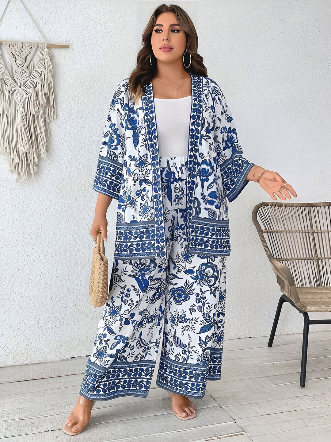 Moda Rapido Printed  Kimono With Palazzo Co-Ords