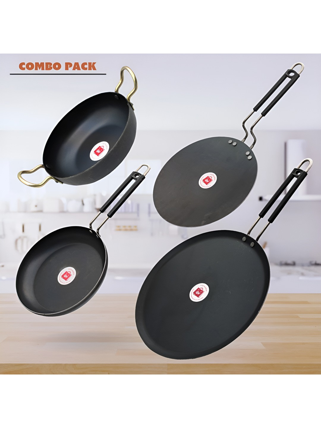 LAZYwindow 5 Pieces Black Microwave Safe Iron Cookware