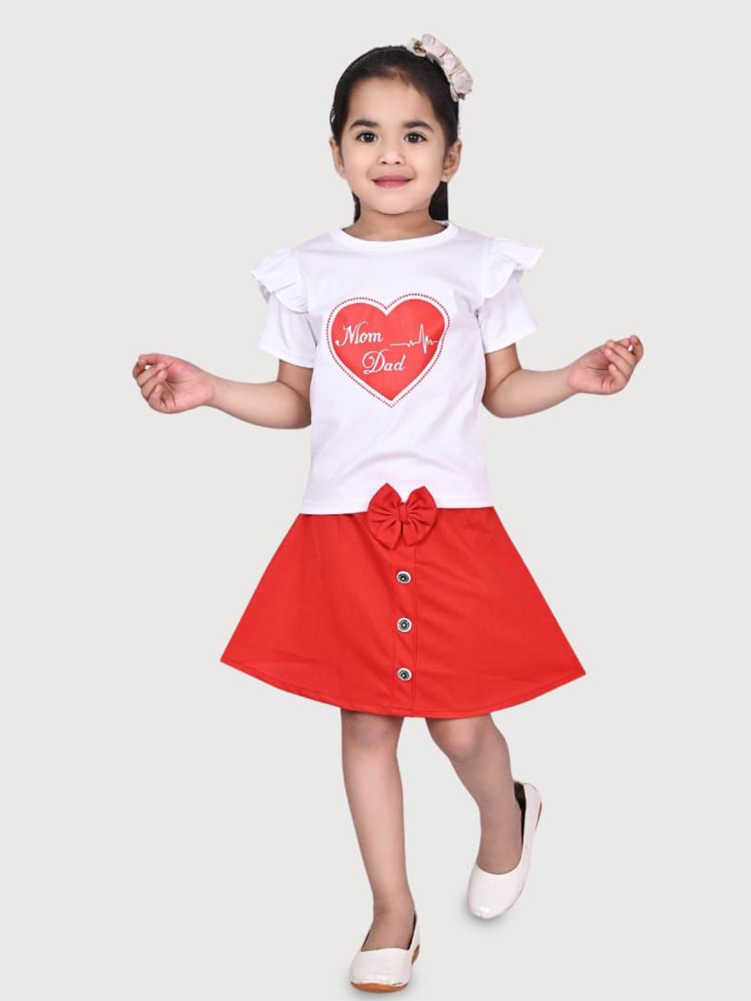 JIM Trend Kids Printed Pure Cotton Top With Skirt