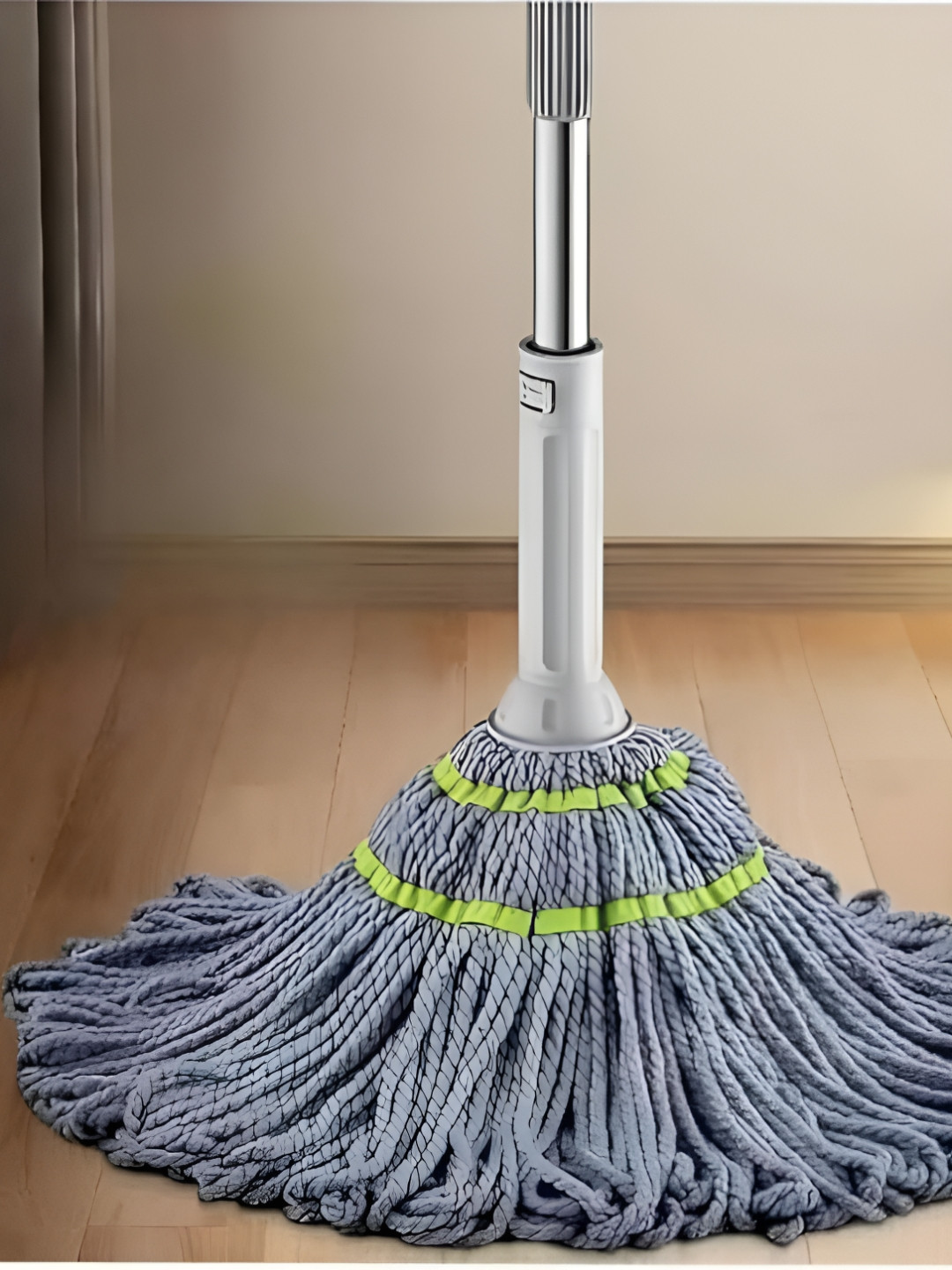 upkaranwale Grey & Green Self-Wringing Twist Mop With Long Handle