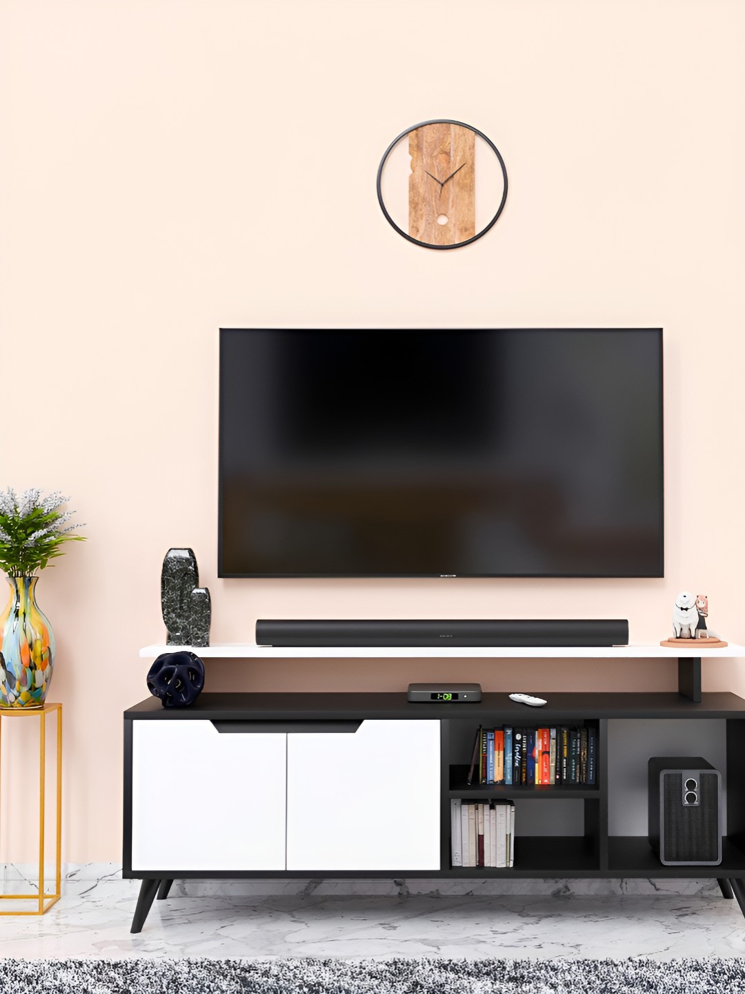 SPYDER CRAFT Black Engineered Wood Spyder Craft Matte Finish TV Entertainment Unit