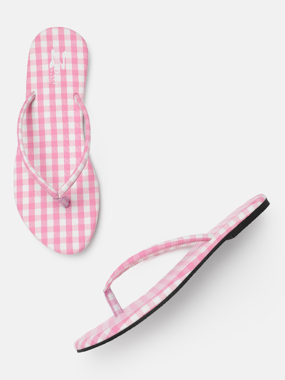 ZORI WORLD Women Checked Open Toe Flats