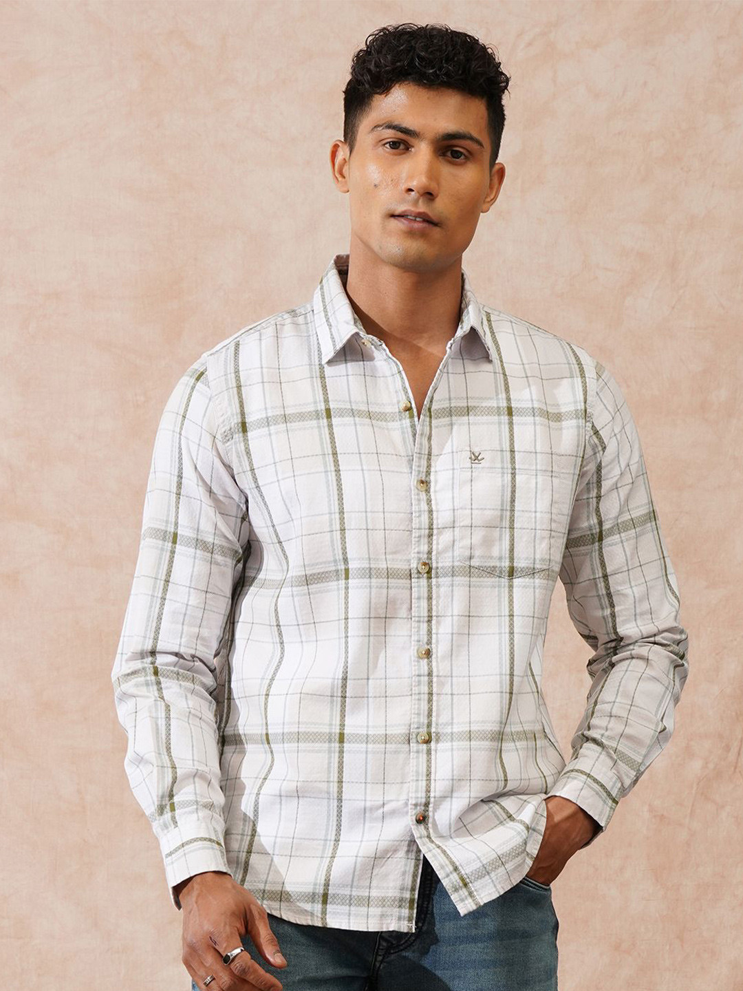 WROGN Men Comfort Slim Fit Tartan Checks Checked Casual Shirt
