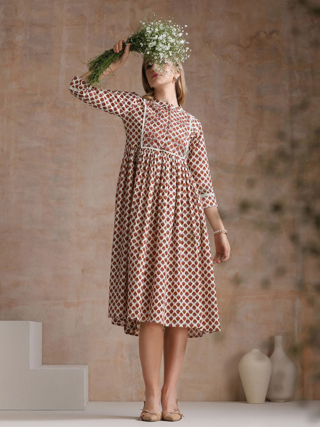 Khushal K Women Printed A-Line Midi Dress