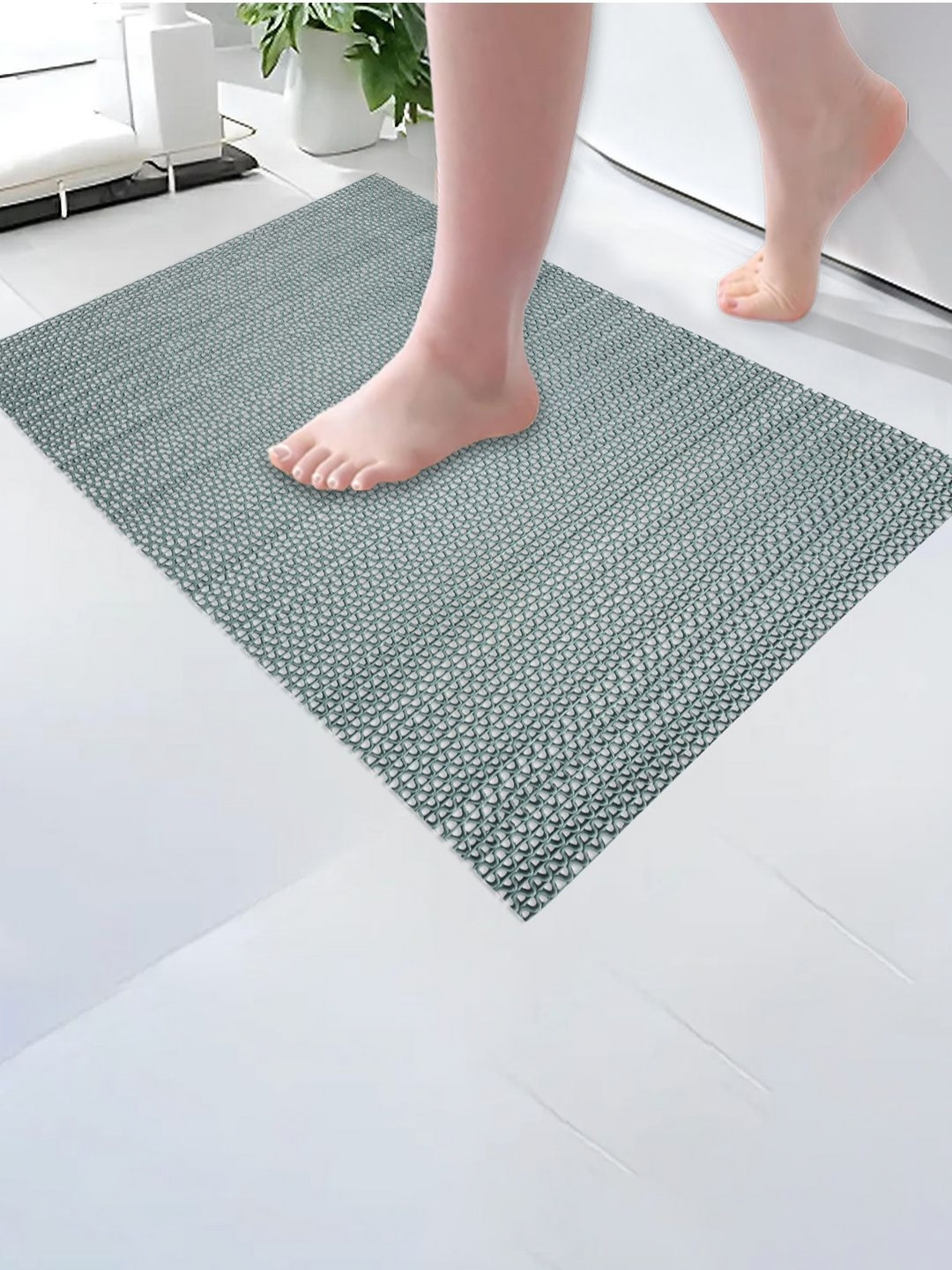 Myntra Elegant Homes Grey Textured 110 GSM Anti SkidBathRugs