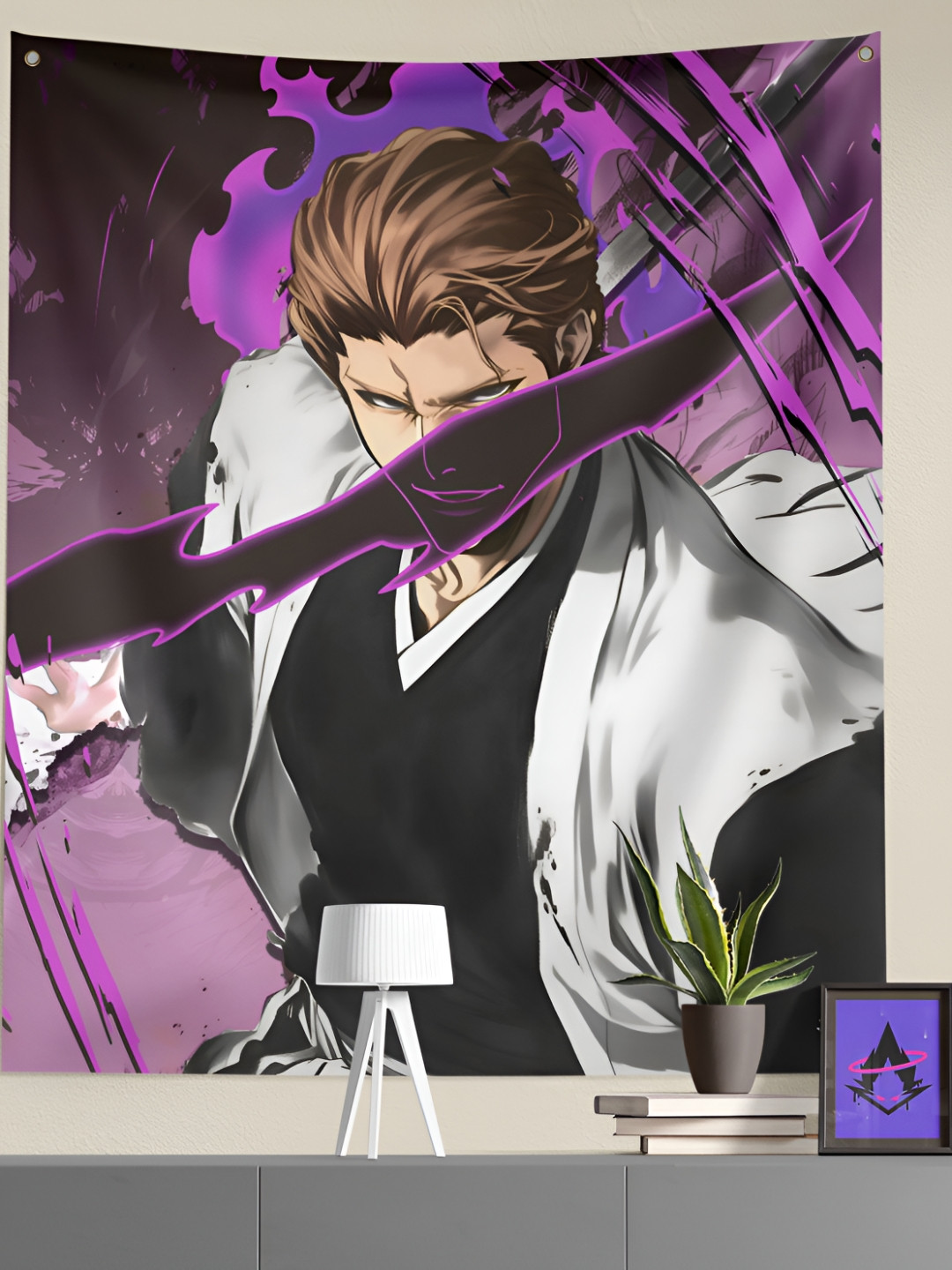 COMICSENSE White & Black Bleach Anime Aizen Mastermind Anime Printed Wall Hanging Tapestry