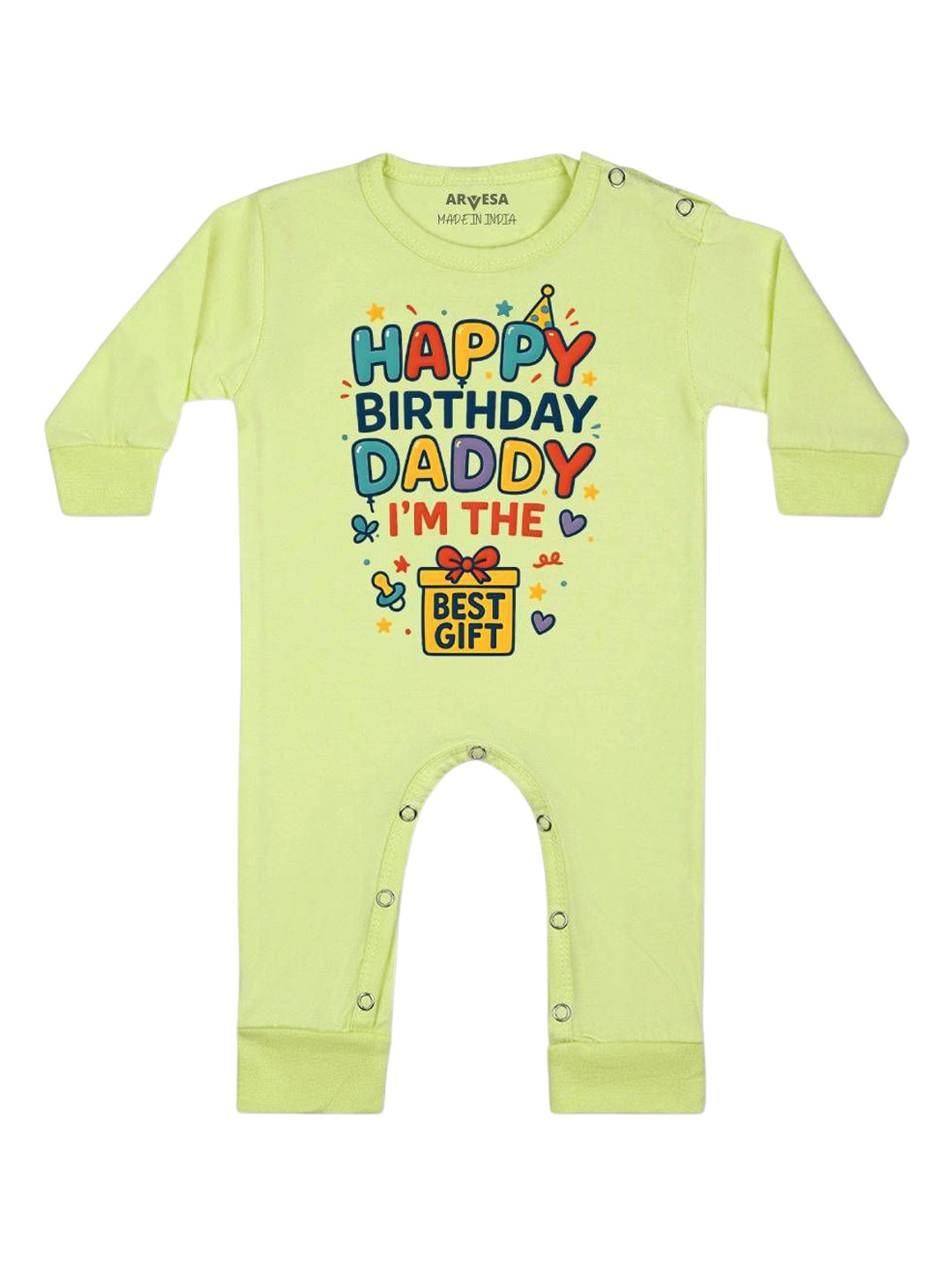 Arvesa Happy Birthday Daddy I'm The Best Gift Printed Bodysuit