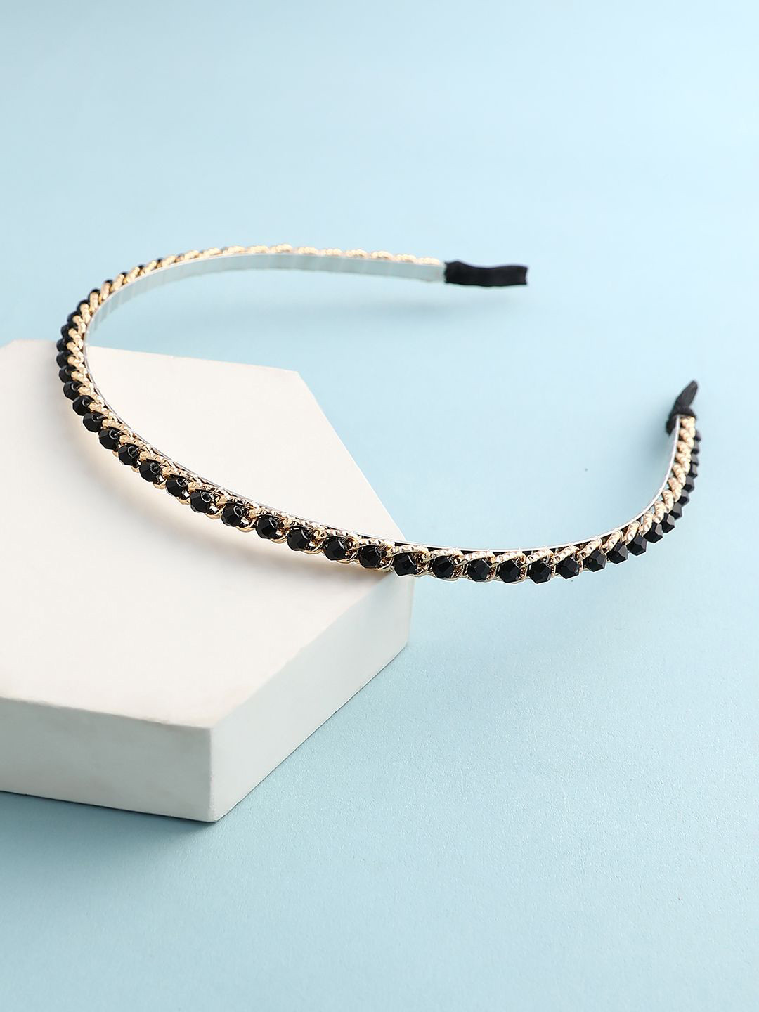 SOHI The Beaded Chain Onyx Black Hairband