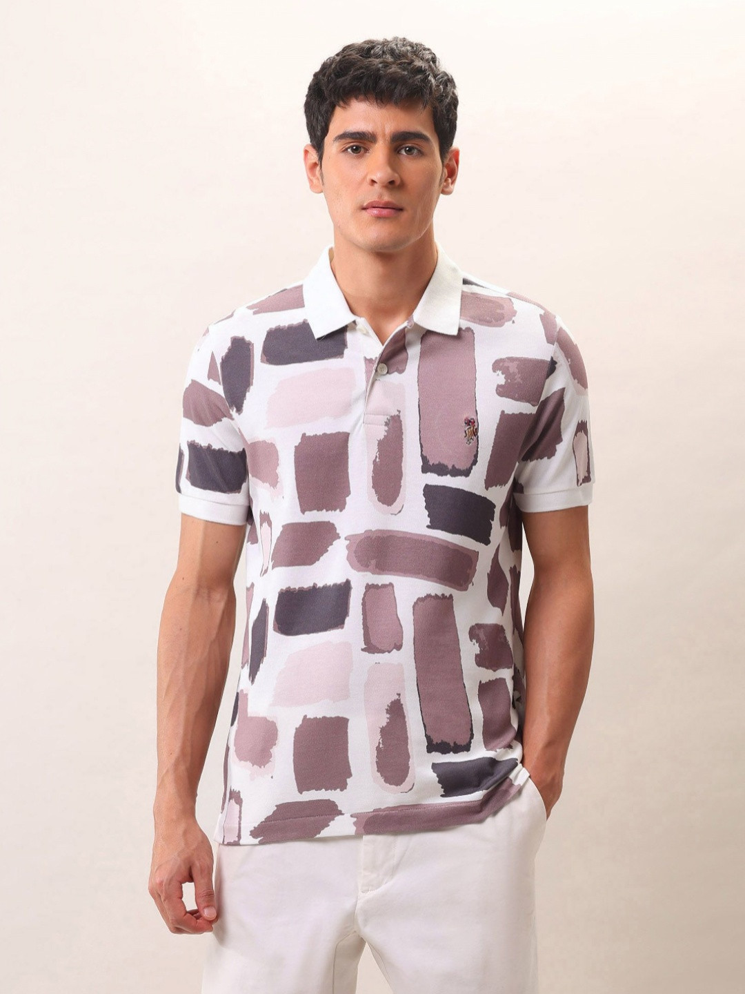 U.S. Polo Assn. Denim Co. Men Muscle Fit Abstract Printed Polo Collar Pure Cotton T-shirt