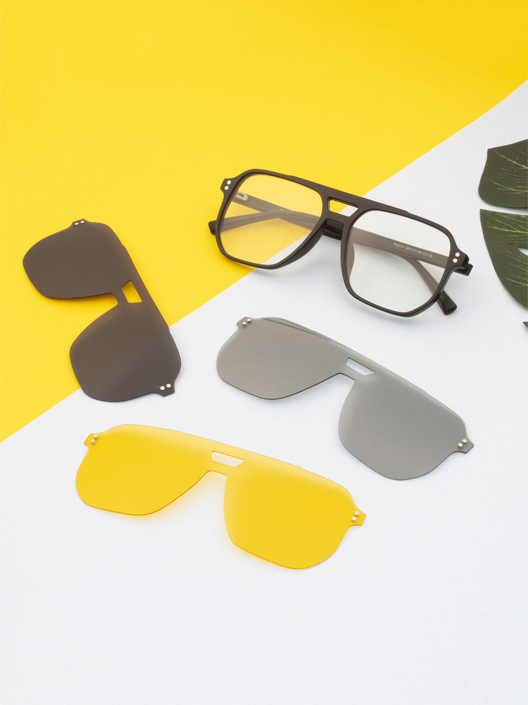 Ted Smith Unisex Matt Black Aviator Acetate Clip On Frames Clip On Sunglasses With Polarized Lens