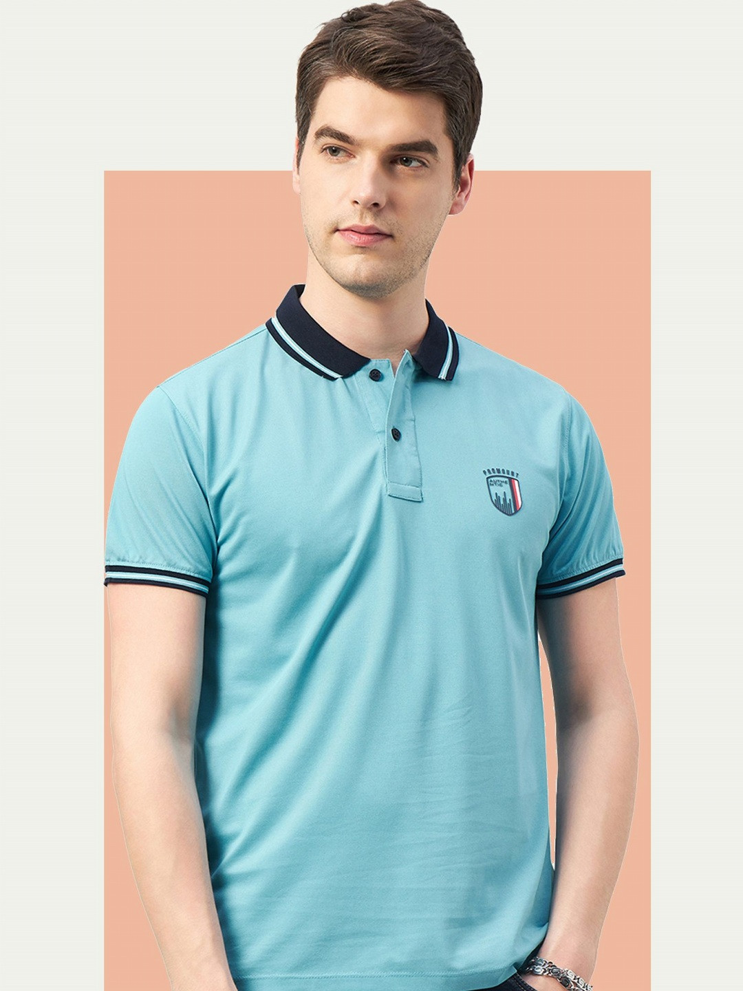 MOUNTAIN COLOURS Polo Collar Applique Regular Fit T-shirt