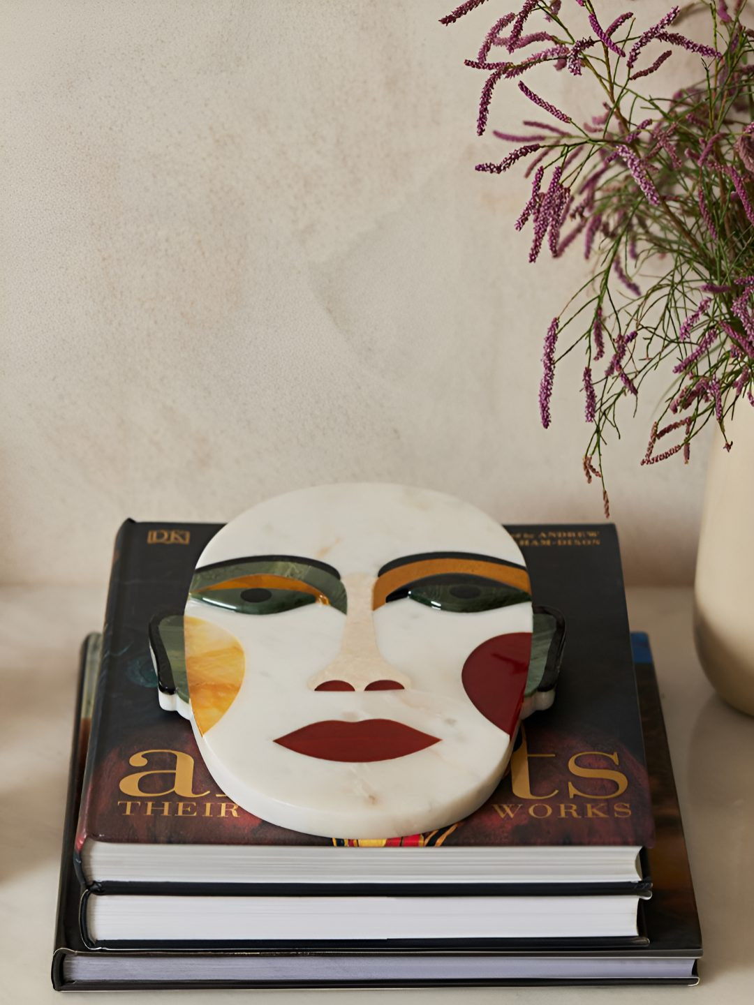 HOME COUTURE COLLECTIVE White & Red 3D Eyes Face Stoneware Food Platter
