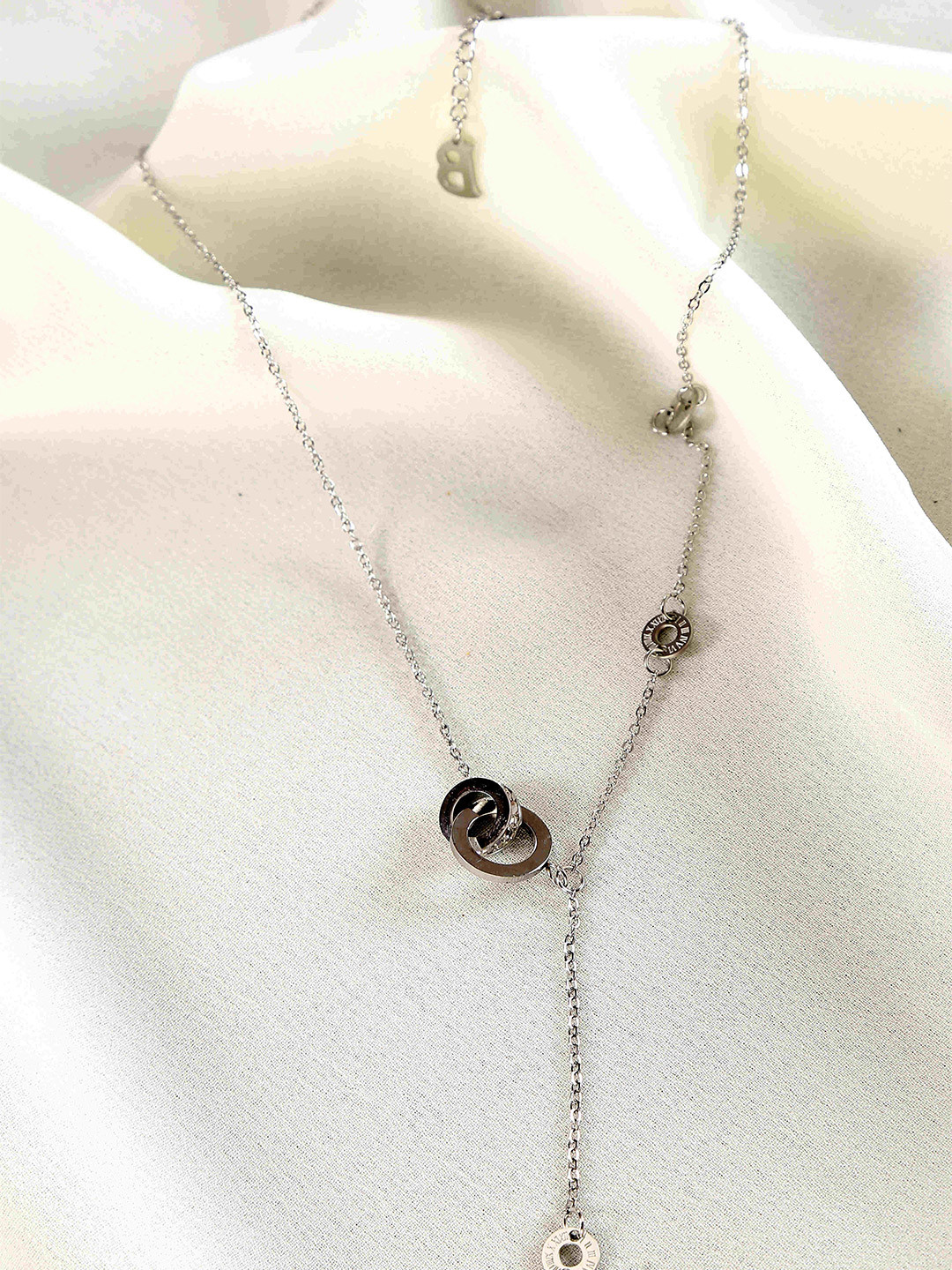 Cazines Silver-Plated Stainless Steel Tigers Eye Studded Chain