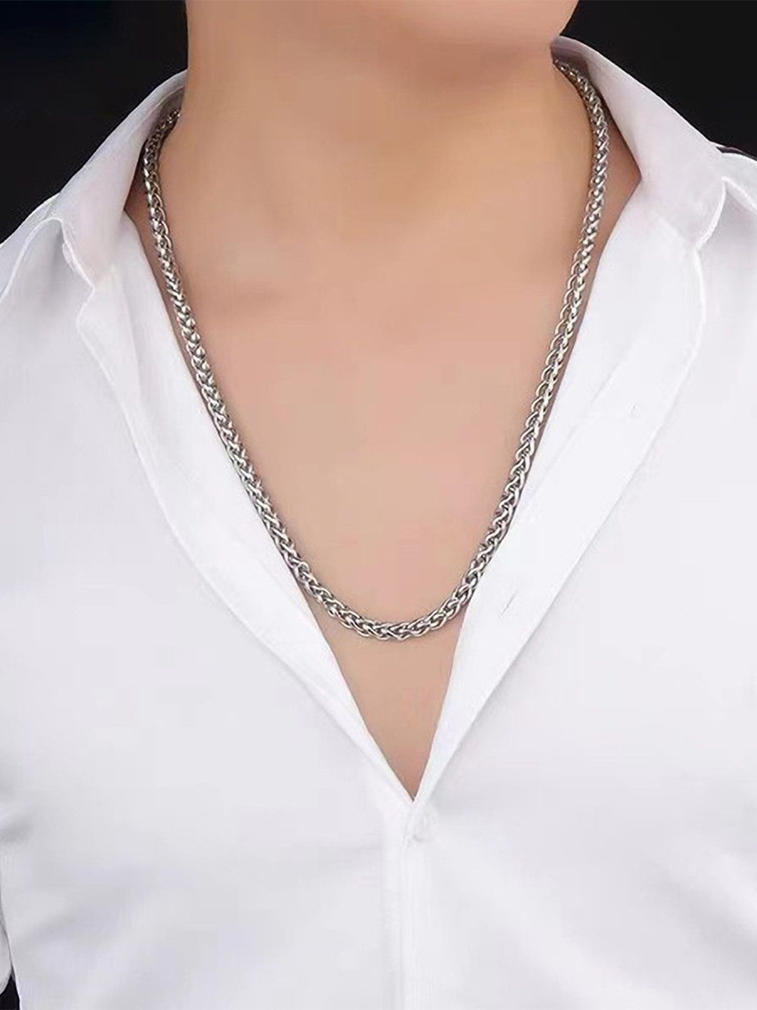 The Roadster Lifestyle Co. Men Silver-Plated Stainless Steel Stylish Design Chain