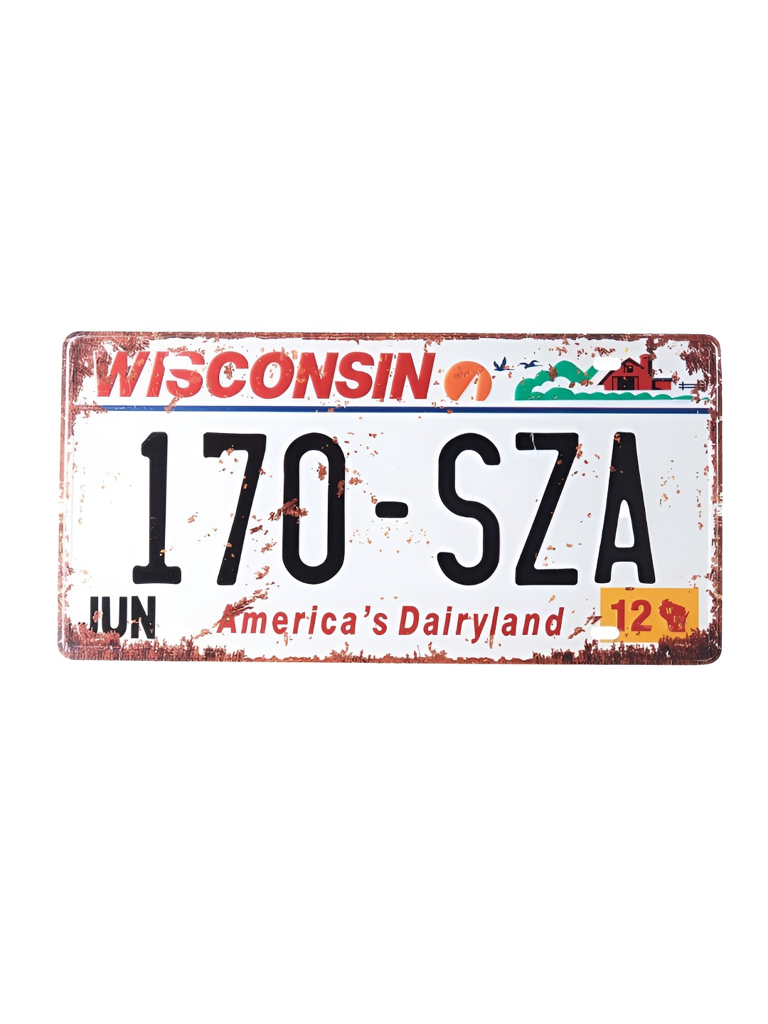 eazy wagon Number Plates wall sign - Wisconsin 170 SZA Metal Rusty Signs and Plaques-6In