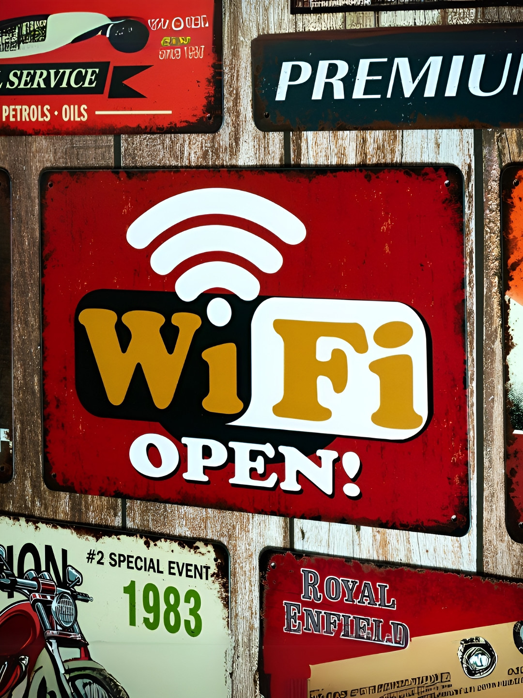 eazy wagon Number Plates Big wall sign - Wi-fi Open Metal Rusty Signs and Plaques-7.9In