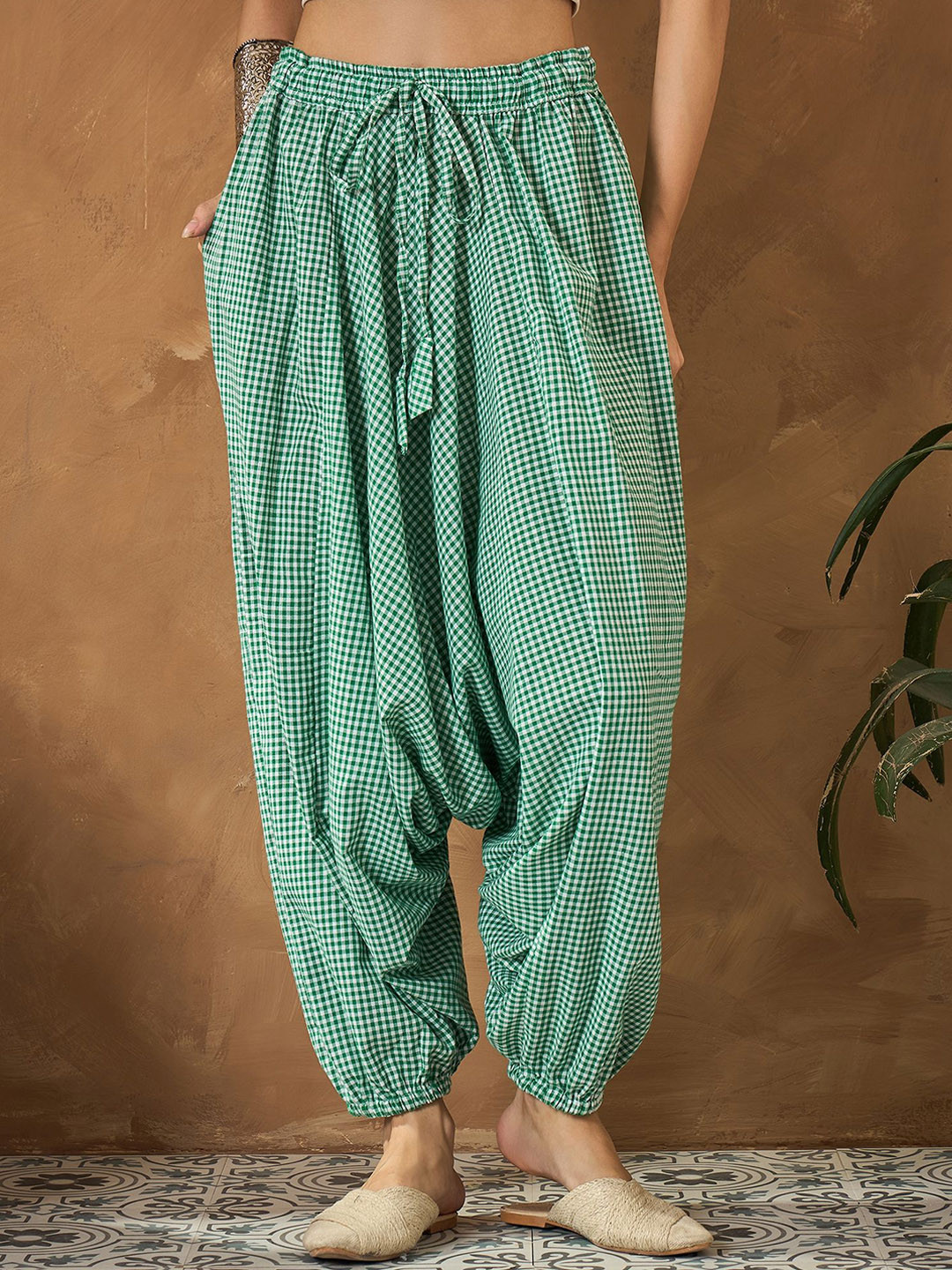 InWeave Women Loose Fit Checked Harem Pants