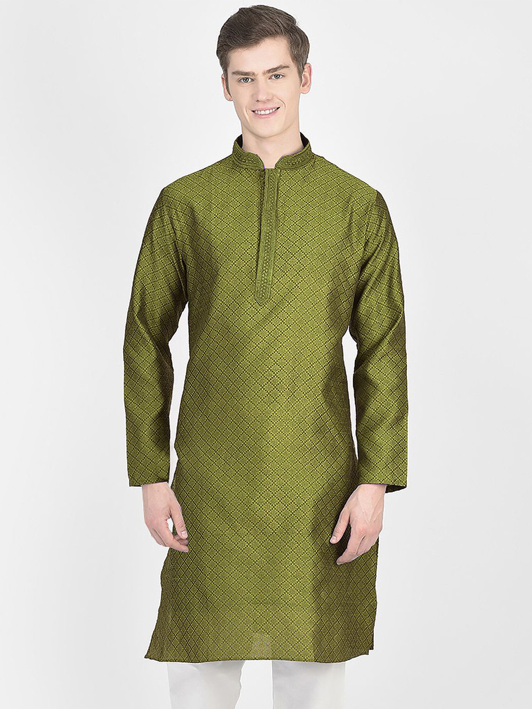 SG LEMAN Men Ethnic Motifs Embroidered Fusion A-Line Kurtas