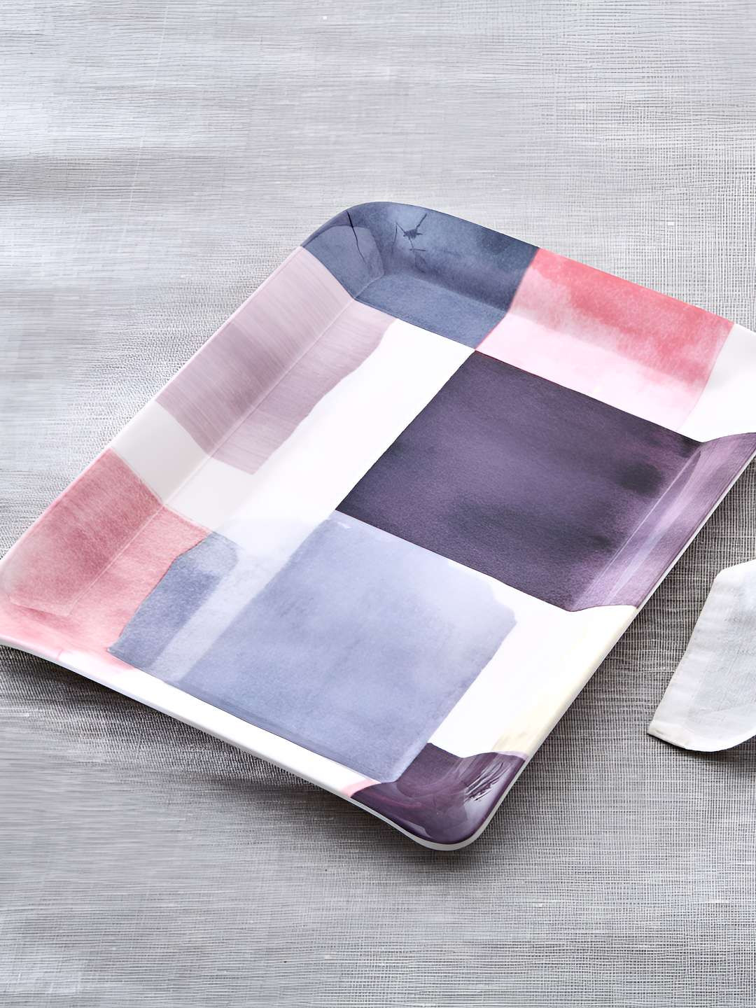 Home Centre Meadows Mystic Garden Blue & Pink Melamine Dishwasher Safe Serving Tray