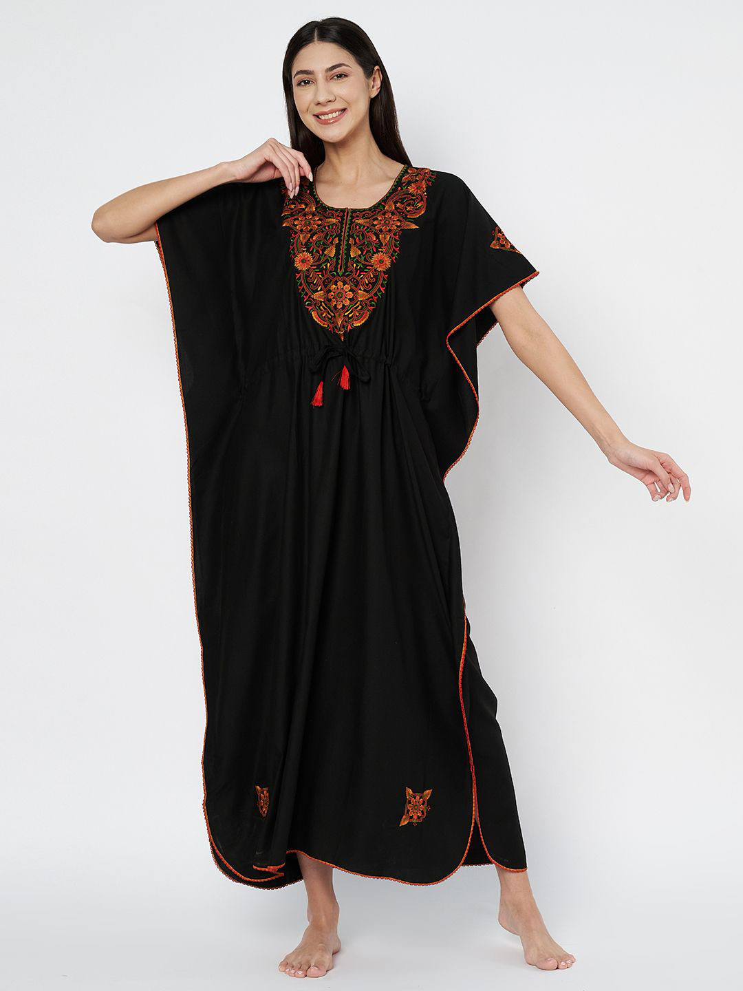 KOI SLEEPWEAR Women Solid Kimono Sleeve Kaftan Maxi Dress