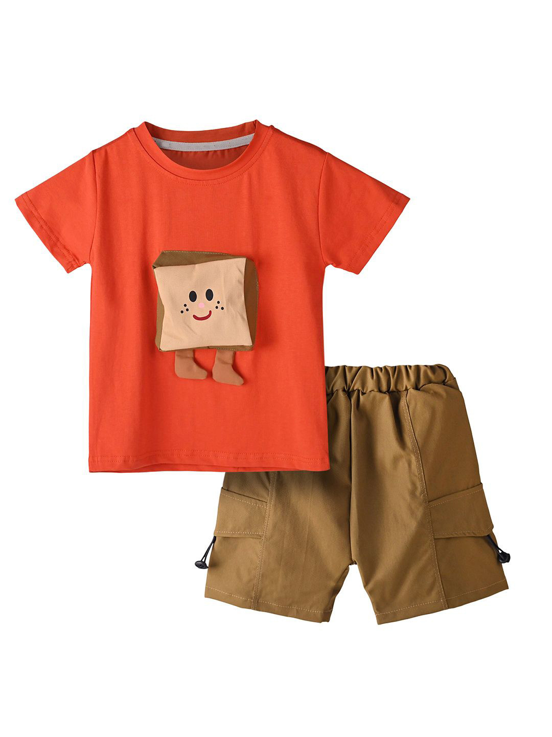 Bold N Elegant Boys Spongebob 3D Pocket Pure Cotton T-Shirt With Shorts