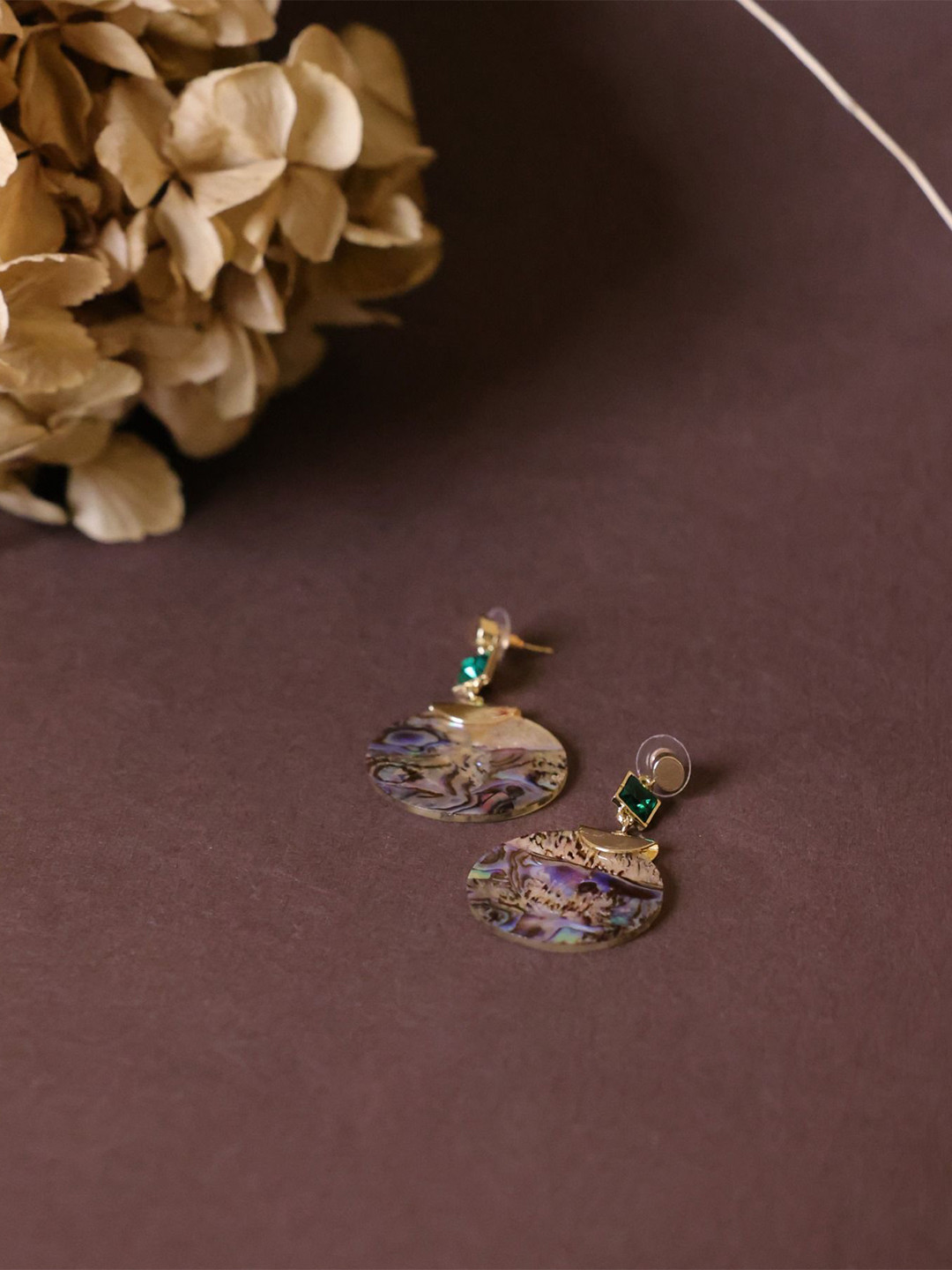 Senshi Artificial Stones Studded Circular Shaped Drop Earrings