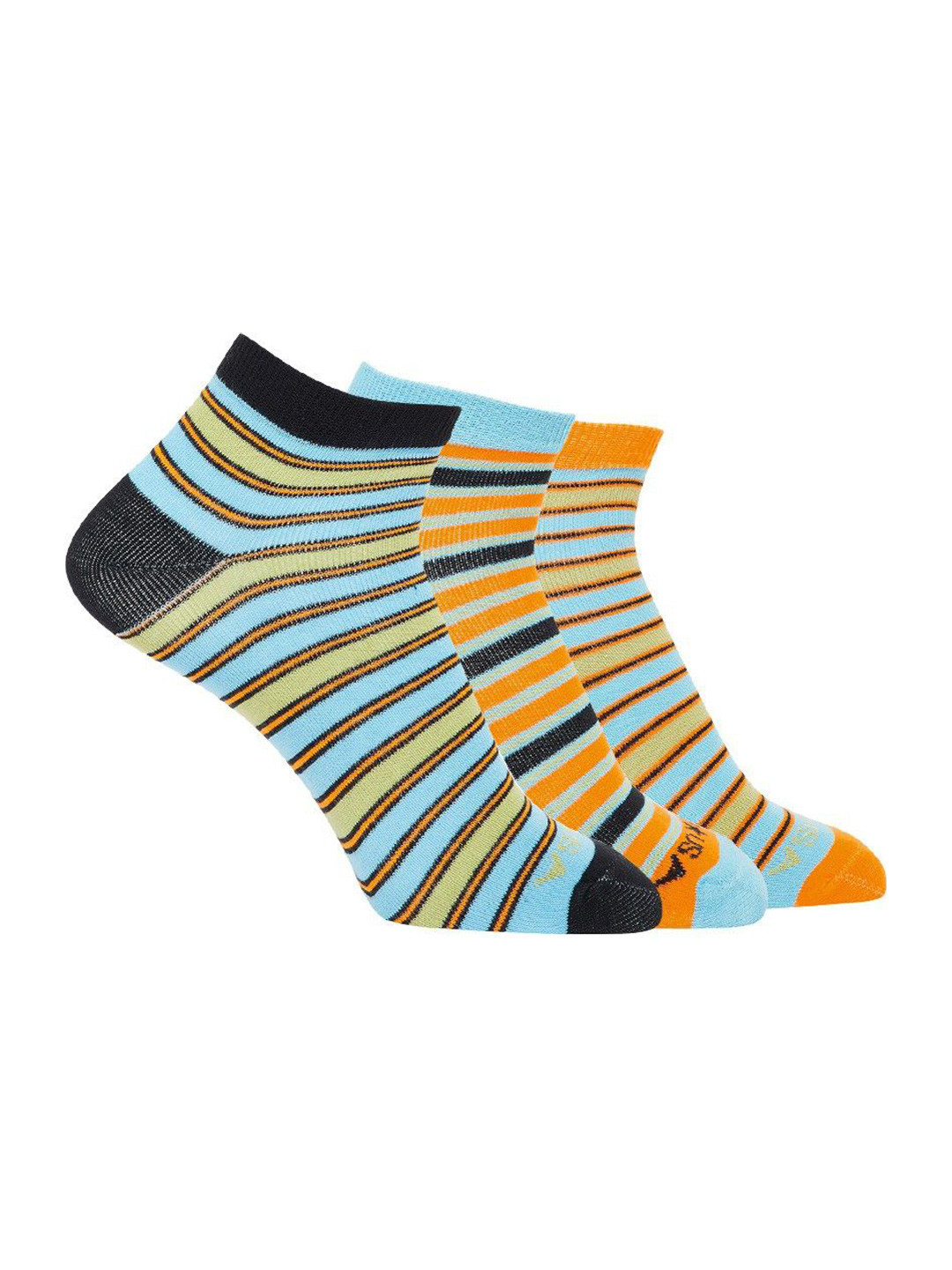 JUMP USA Women Pack of 3 Striped Ankle Length Sock