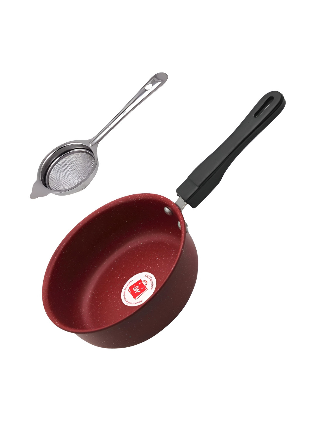 LAZYwindow Maroon Sauce Pan With Srainer