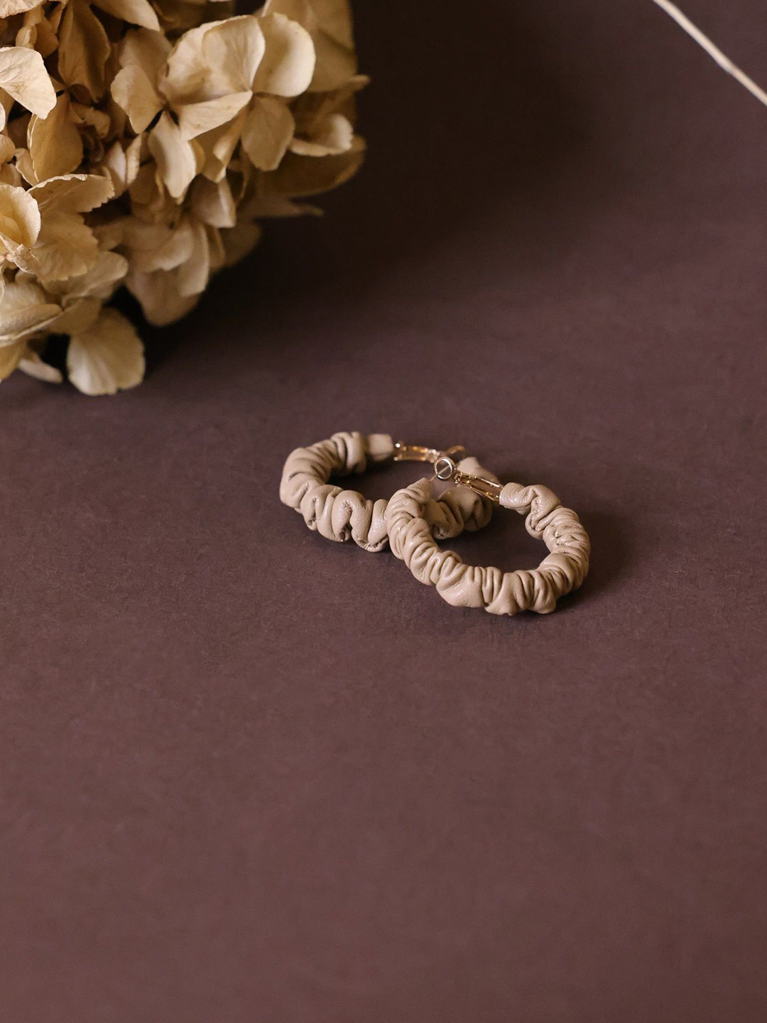 Senshi Leather Circular Shaped Hoop Earrings