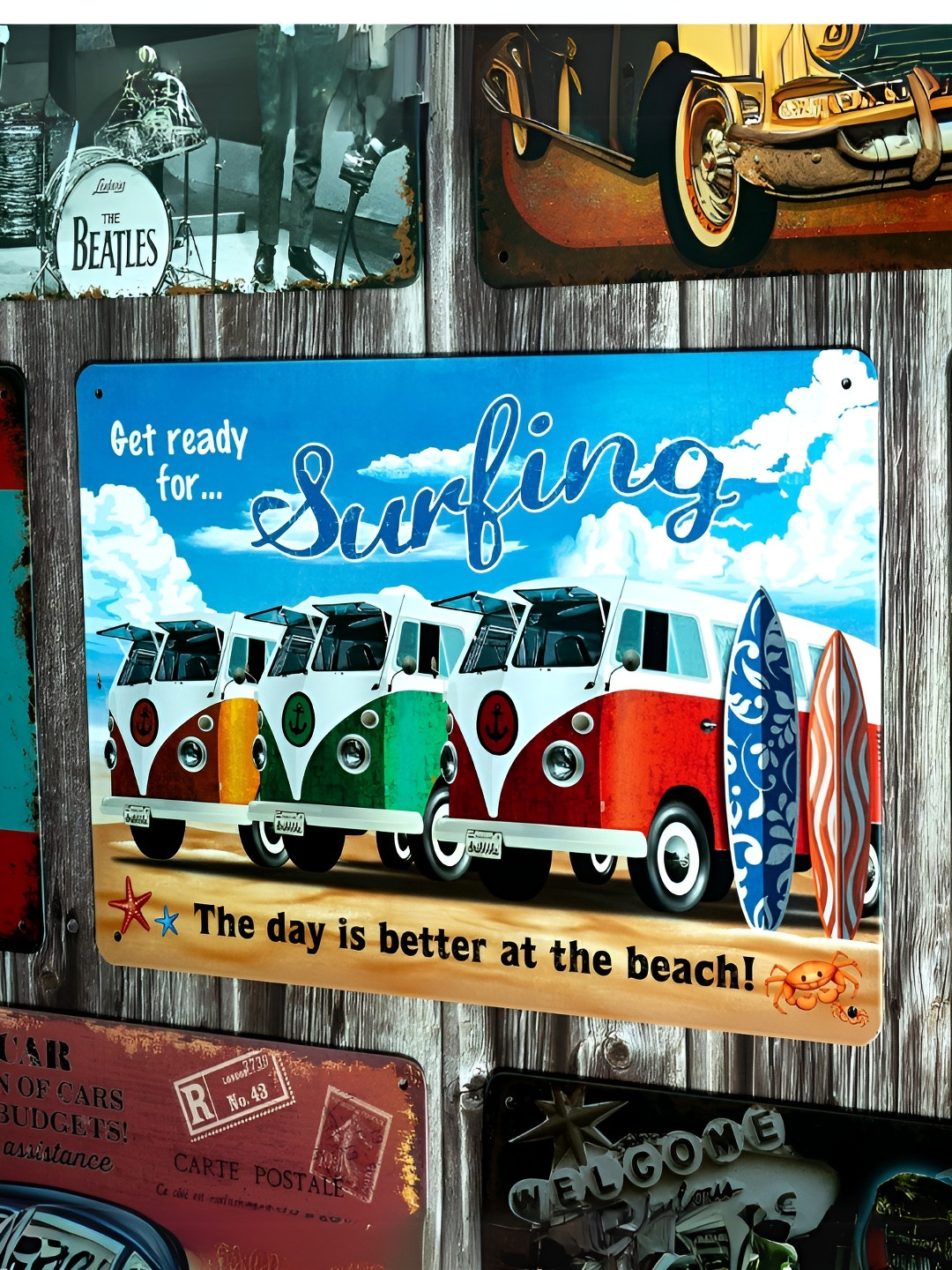 eazy wagon Number Plates Big wall sign - Volkswagen Surfing Metal Signs and Plaques-7.9In