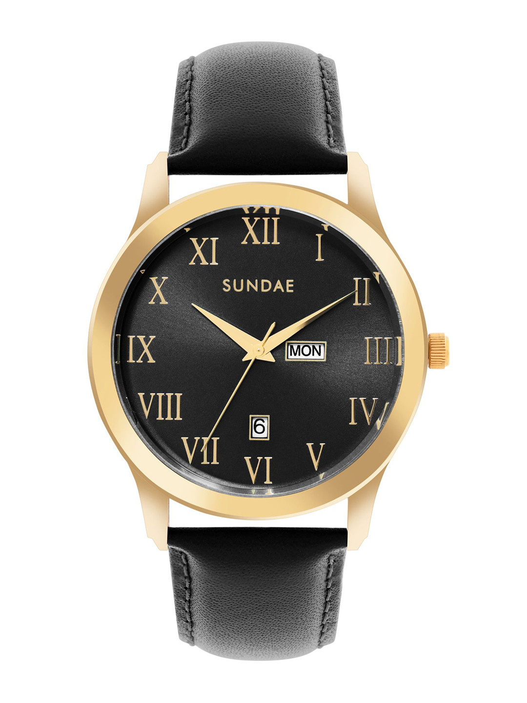 SUNDAE Carlos Philip Men Brass Dial & Leather Straps Analogue Watch 788904 M-31 IGP L.B.-1